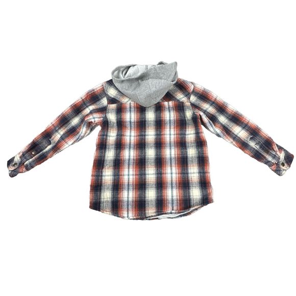 Ariat Retro Fit Hasslehoff Shacket Red Gray Plaid Flannel Hooded Jacket Kids XS - Picture 12 of 12